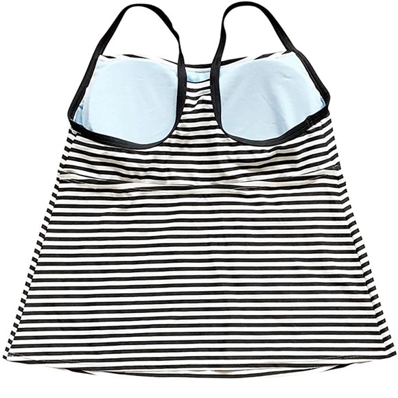 NWT Nike Tankini Womens Swimsuit Black Stripe Two Piece Bathing Suit Plus Sz 1X - Picture 5 of 7